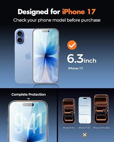 UNBREAKcable 4-Pack iPhone 17 Screen Protector, 9H Hardness | 9H tempered glass | 99.99% HD clarity | Double Shatterproof|alignment frame easy install | case-friendly thumbnail 2