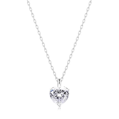 Philip Jones Silver Plated Heart Solitaire Necklace Created with Zircondia® Crystals thumbnail 2