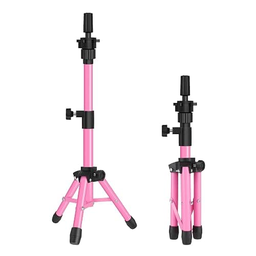 AliLeader 25 Inch Mannequin Head Stand Tripod for Mannequin Head Wig Stand Tripod Wig Head Stand for Training Heads and Canvas Block Head (Mannequin Head Not Included,Pink) - Image 1