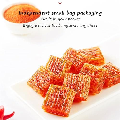 Spicy Strips - Spicy Gluten Latiao, Independent small bag packaging, Chinese Special Casual Snack Food, Made From Wheat/Chili/Spice, Low Sugar and Low Calories, Best Vegan, 200g (Pack of 2) thumbnail 2