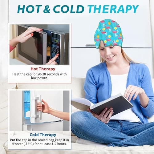 Conbella Migraine Relief Cap, Soothing Headache Ice Face Mask Products | Hot and Cold Therapy, Migraine Headache Relief Cap for Migraine, Sinus, Puffy Eyes, Tension, Stress and Hangover thumbnail 4