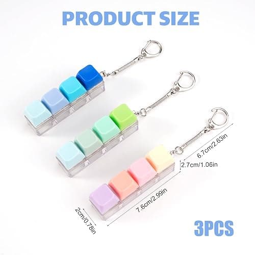 3Pcs Keyboard Fidget Toy 4-Button Fidget Keyboard Keychain Stress Relief Toys Funny Fidget Keyring Finger Keyboard Keychain Keyboard Clicker Fidget Decompression Toys thumbnail 3