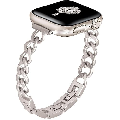 Newlibery Slim Starlight Band for Women Feminine Elegant Compatible with Apple Watch 38/40/41/42mm (S10/11) Adjustable Metal Strap Dressy Chain Bracelet for iWatch Series 11/10/9/8/7/6/5/4/SE/3/2/1 thumbnail 7