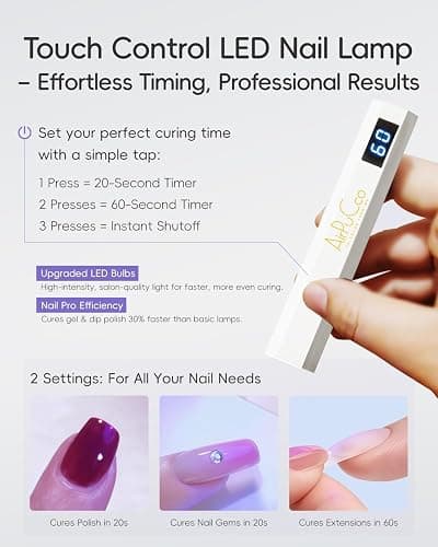 Airpucco Handheld UV Light for Gel Nails - Cordless Handheld Gel Polish Dryer, Mini Nail Lamp, 2 Timer Modes & USB-C Fast Charging, Portable Nail Curing Light for Home DIY & Salon Use (3W) thumbnail 5