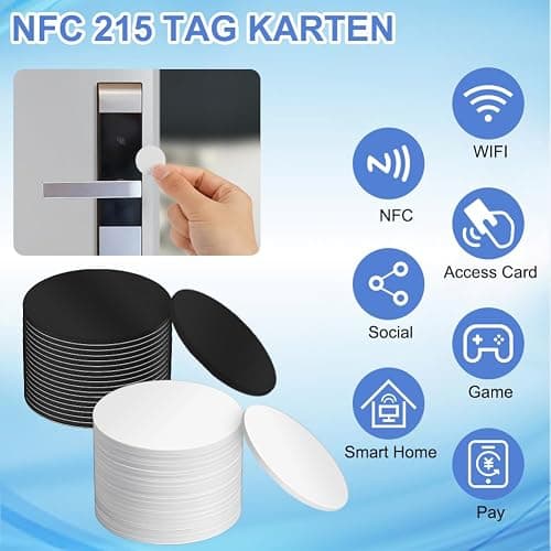 OFFCUP NFC Tags, 20PCS NFC Coin Cards, 25mm / 1 Inch NFC Stickers NTAG215 NFC Round Cards NFC Tags Compatible with Tagmo Amiibo and All NFC Enabled Mobile Phones and Devices (White Black) thumbnail 4