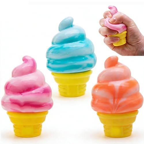 Ice Cream Squeeze Squishy, Ice Cream Cone Squishy, Slow Rise Sensory Fidget Toy, Easter Basket Stuffers Party Favors #1-Icecream 3Pcs - Image 1