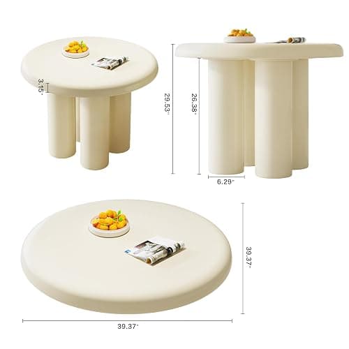Guyii Cream White Dining Table, Round Kitchen Table, Modern Dining Room Table for Kitchen, Bar, Living Room, Table Only thumbnail 2