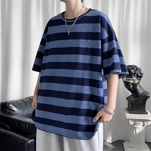 LAVASEON Harajuku Oversized Striped T-Shirt Long Sleeve Crew Neck Casual Matching Couple Streetwear Pullover thumbnail 6
