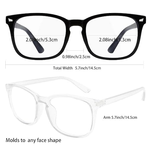 Nelisylux Blue Light Glasses for Men and Women, 2 Pack Non-Prescription Computer Glasses for Screen Use, Lightweight Fashion Eyeglasses for Office, Reading and Gaming, Black & Clear thumbnail 4