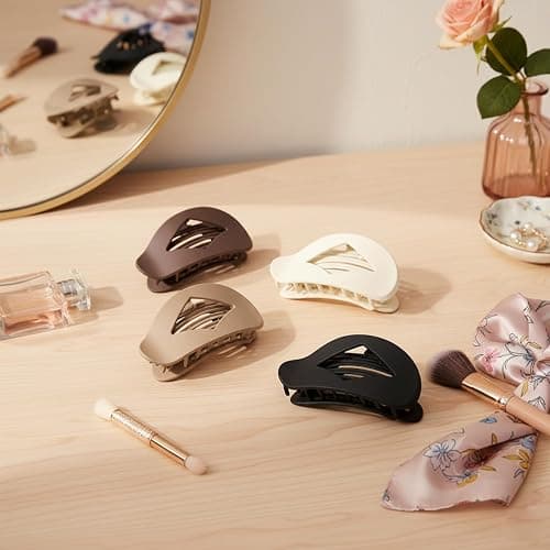 4PCS Flat Hair Clips for Women Simple Duckbill Hair Clips for Women Thick Elegant Hair Flat Claw Clips for Thin Hair for Curly Straight Non Slip Duckbills Flat Hairs Clips Strong Hold Barrettes thumbnail 5