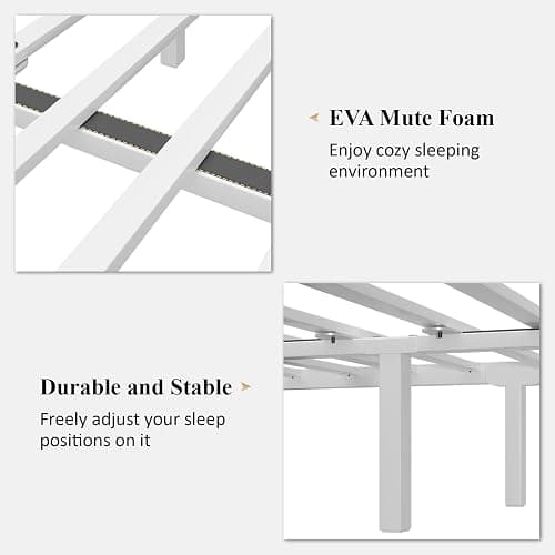 LOEWAY Full Size Bed Frame/Metal Platform Bed Frame with Butterfly Pattern Design Headboard and Footboard/Strong Metal Slats Support/No Box Spring Needed/Easy Assembly/Noise-Free/White thumbnail 7