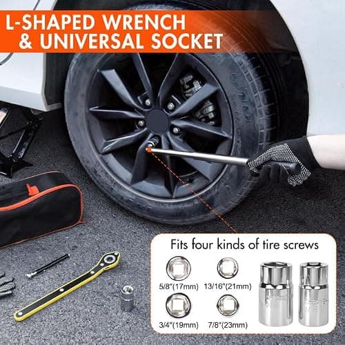 Scissor Car Jack 2 Ton (4409 lbs) Tire Changing Kit with Lug Wrench - Emergency Kit for Car, SUV, MPV thumbnail 4