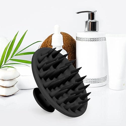 Meartchy Silicone Scalp Massager Shampoo Brush, Scalp Brush for Hair Growth & Dandruff Removal, Hair Scrubber Scalp Stimulator Exfoliator Brush with Soft Bristles for Wet Dry Scalp Care (Black) thumbnail 5