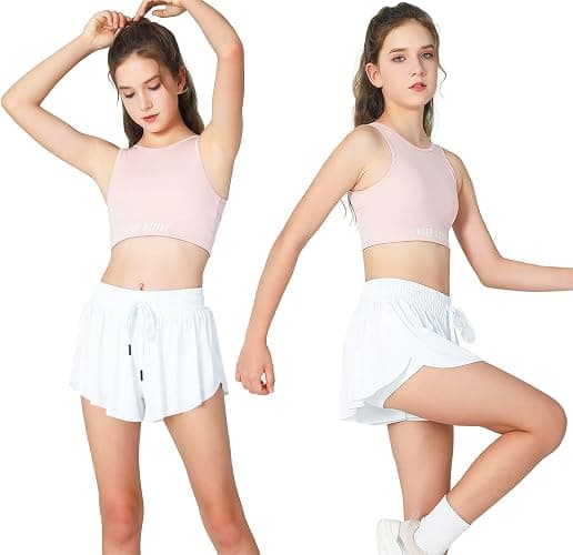 Girls Butterfly Shorts Kids Flowy Short 2-in-1 Girl's Skirts Athletic Skorts with Pocket thumbnail 2