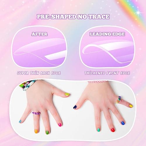 krofaue Short Kids Clear False Nails - 240Pcs Press on Nails for Little Girls Full Cover Children Fake Nails Fingernail Decoration 10 Sizes Soft Gel Nail Tips for Kids thumbnail 6