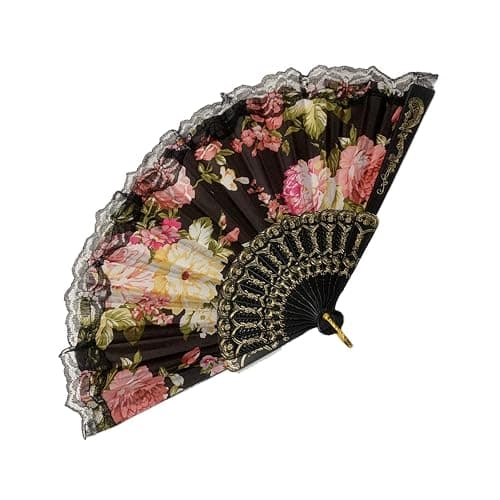 sehtorry 4 Pack Spanish Style Floral Folding Fans Ladies Lace Handheld Fans for Party Wedding Dancing and Home Decoration thumbnail 6