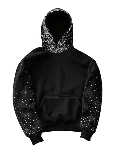 SOLY HUX Men's Rhinestone Hoodie Long Sleeve Hooded Pullover Sweatshirt Streetwear - Image 1