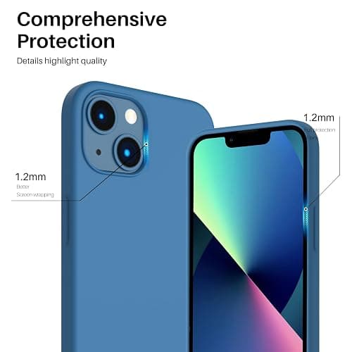 ORNARTO Compatible with iPhone 13 Case 6.1, Slim Liquid Silicone 3 Layers Full Covered Soft Gel Rubber Phone Case Protective Cover 6.1 Inch-Blue thumbnail 4