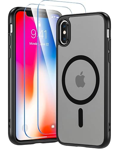 Cum2giff for iPhone X XS Case, iPhone X Case with Screen Protector, iPhone Xs Phone Case Compatible with Magsafe, Magnetic Military Grade Shockproof and Dropproof Phone Case, Silky Soft Touch, Black - Image 1