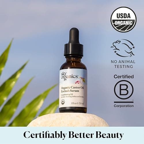 Sky Organics Organic Castor Oil Eyelash & Brow Serum, Hexane-Free Conditioning Oil that Promotes Fuller Looking Lashes & Eye Brows, 100% Pure & Cold-Pressed 1 fl. Oz. / 30 ml w ebook thumbnail 5