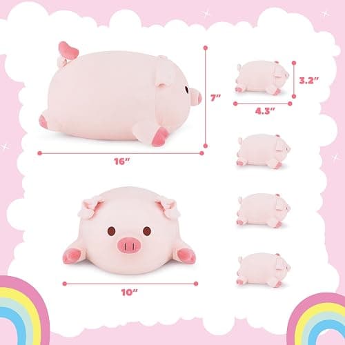 Achwishap 5PCS Pig Family,Pig Stuffed Animal Mommy with 4 Pig Babies Plush,Cute Pig Plush Pillow Cushion Doll,Kawaii Pig Plush Toy Hugging Pillow for Kid Birthday Gift Adult Valentines(16” Pig Family) thumbnail 3