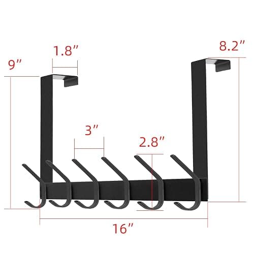 DOKU Over The Door Hook, Heavy Duty Over Door Hanger Holder for Coat Robe Hat Clothe Towels Hanging, Bathroom Organizer Towel Rack 12 Hooks, Matte Black thumbnail 6