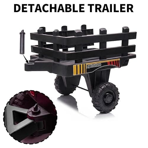Kids Electric Ride On Tractor, 12v Battery-Powered 4 Wheels Ride On Car with Trailer, 35W Dual Motors/3-Gear-Shift/LED Lights/USB for Toddlers 3-6 Boys/Girls thumbnail 6