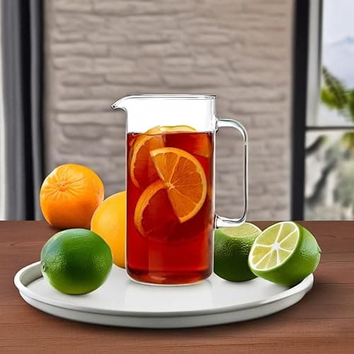 Simax Glass Pitcher, 64 Oz (2 Quart) Borosilicate Glass Water Pitchers, Hot and Cold Safe Sangria Pitchers, for Beverage, Iced Tea, Lemonade & Juice - 2 Quart Classic thumbnail 2