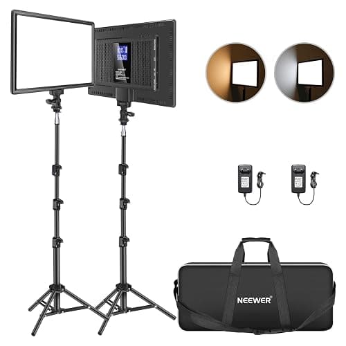 NEEWER 2 Packs Panneau Lumière Vidéo LED 12,9" avec Batterie 8000mah Intégrée Éclairage Vidéo Bicolore Variable avec Support Lumière&Sac Transport pour Jeu/Diffusion Direct/Youtube/Studio/Photographie - Image 1