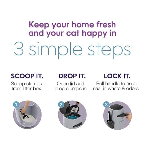 Litter Genie Standard Pail (Silver) | Cat Litter Box Waste Disposal System for Odor Control | Includes 1 Square Refill Bag thumbnail 7