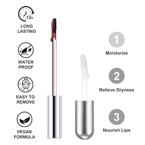 Peel Off Lip Liner Stains and Lip Oil for Women, Long Lasting Waterproof Matte Lip Tint Stains with Tweezer Kit, Transfer Proof, Easy to Use, Peel Off Liquid Lipstick for All Skin Types, #3 Red Brown thumbnail 2