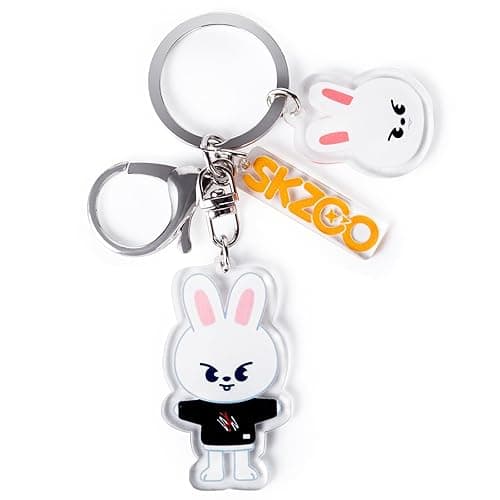 Feenmai Cartoon Keychain for Kids, Stray Kids Keychain Cute Animal Pendant, Acrylic Double Sided Pattern SKZ Backpack Pendant - A