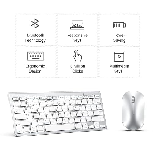OMOTON Bluetooth Keyboard and Mouse Set Compatible with all iPad Series. With Foldable Bracket, Light and Easy to Carry, Suitable for Business Travel/Home/Office, Silver thumbnail 6