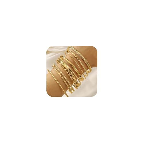Uwiyo 10-12 Stück Gold Armreif für Damen, Stapelbare Gold Armband Böhmen Manschette Armreif Indischer Armbänder Schmuck für Frauen Mädchen - Image 1