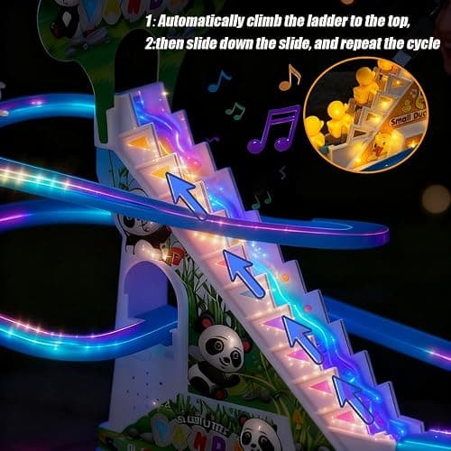 RCOOS Penguin Climbing Toy Set Electric Light Slide Climbing Toys for Automatic Stairs,Playful Santa Race Game Christmas Roller Climbing Toys with LED Light and Music for Toddlers Boys Girls thumbnail 5