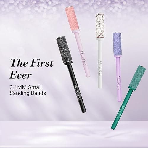 MelodySusie 50 Pcs Nail Drill Bits Small Sanding Bands with 3.1mm Mandrel Bit, 180 Fine Grit Nail File for Acrylic Nails Gel Manicures and Pedicure, Purple thumbnail 2
