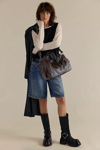 Leather Tote Bags for Women Slouchy Hobo Bag Vintage Punk Crossbody Bag Soft Leather Purse and Handbags Multi Pockets thumbnail 2