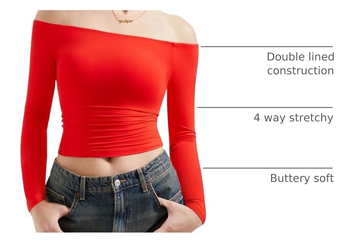 SUUKSESS Women Off Shoulder Double Lined Long Sleeve Shirts Basic Going Out Tops thumbnail 3