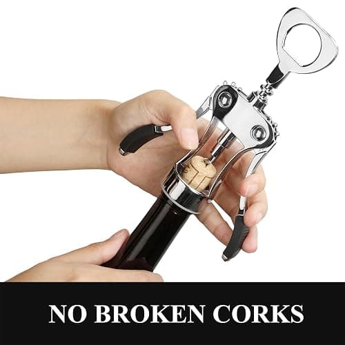 KORCCI Wine Opener, Heavy-Duty Zinc Alloy Wing Corkscrew, Premium Beer Bottle Opener, Multifunctional Wine Accessories with Ergonomic Handle and Sharp Screw, for Kitchen, Bar, Restaurant, Bartenders thumbnail 6