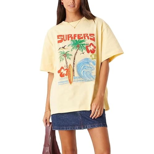 Women Oversized Tops Y2k Cute Loose Short Sleeve Fruit Floral Graphic T Shirt Vintage Beach Coastal Summer Baggy Tee - Image 1