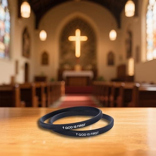 Mikovivi 2pcs God Is First Bracelet, Silicone Bible Verse Bracelets Inspirational Put God First Wristbands Christian Wristbands for Women Men Encouragement Religious Faith Gift thumbnail 3