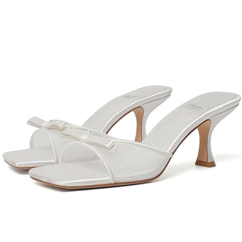 Mostrin Kitten Heels for Women Round Toe Heels With Bow Vintage Mules Sexy Slip on Stiletto Backless Sandals for Party Daily thumbnail 7