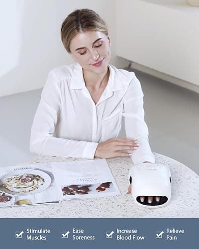 CINCOM Hand Massager - Cordless Hand Massager with Heat and Compression for Arthritis and Carpal Tunnel, Gifts for Women(White) thumbnail 3