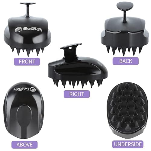 Sosoon Scalp Massager Shampoo Brush, Hair Scalp Scrubber Shower Hair Brush Head Massager for Stress Relax Hair Growth, Dandruff Brush Scalp Exfoliator for Women Men Kids Pets, Black thumbnail 2