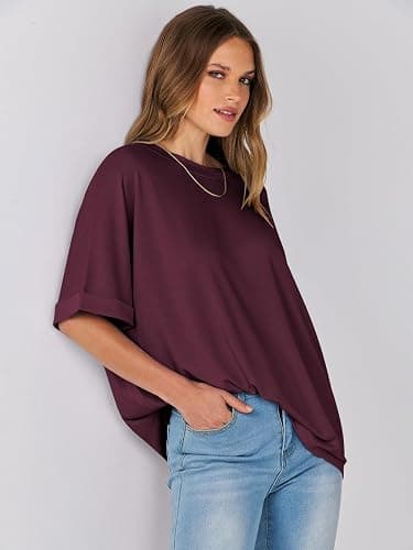 ANRABESS Womens Tops Oversized T Shirts Short Sleeve Crewneck Summer Casual Loose Basic Tee Shirt 2025 Trendy Fashion Clothes thumbnail 7