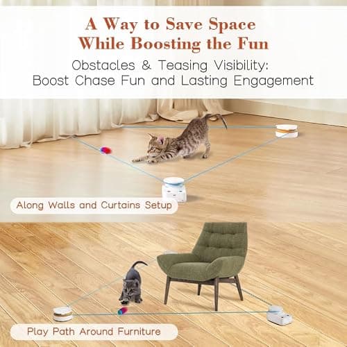 Interactive Cat Toy for Indoor Cats – Automatic Moving & Enrichment Toy for Indoor Cats/Kitten, Auto/Manual Control Cat Treadmill for Exercise & Mental Stimulation, Stimulating Chase Toys (H1K2) thumbnail 4