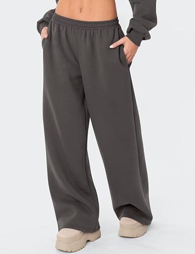LOMON Wide Leg Sweatpants Women Fleece Sweat Pants Fall Clothes 2025 Teen Girl Baggy Jogger Sweatpant with Pockets thumbnail 2