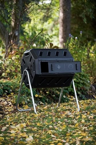 FCMP Outdoor IM4000 Dual Chamber Tumbling Composter Canadian-Made, 100% Recycled Resin - Outdoor Rotating Compost Tumbler Bin for Garden, Kitchen, and Yard Waste, Black (37 Gallon) thumbnail 7