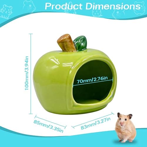 PENCK Cute Ceramic Hamster Hideout Habitats Syrian Dwarf Hamster Hide Hideaway House Cozy Bed Mini Chinchilla Gerbils Mice Hut Small Animals Sand Bath Cave Cage Accessories (Green) thumbnail 2