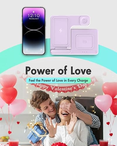 Wireless Charger Stand Charging Station: 3 in 1 Charger Multiple Devices for Apple iPhone 17 16e 16 15 14 Pro Max 13 12 11 for Watch 11 10 9 8 7 6 5 4 3 2 SE and Ultra & Airpods Series, Light Violet thumbnail 9